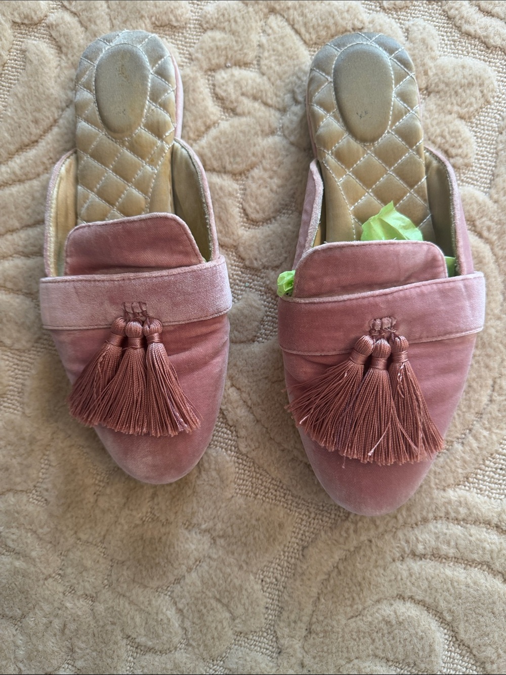 Birdies Blush Velvet Tassel slipper,very comfy  9.5  good condition